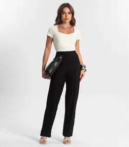 Calça Feminina Reta Alfaiataria Style Box Preto M