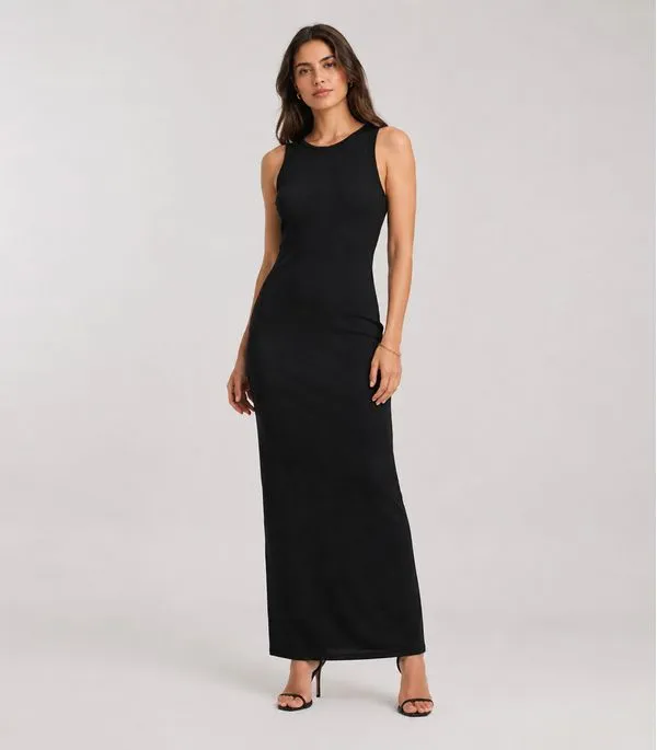 Vestido Midi Feminino Em Ribana Infinita Cor Preto M