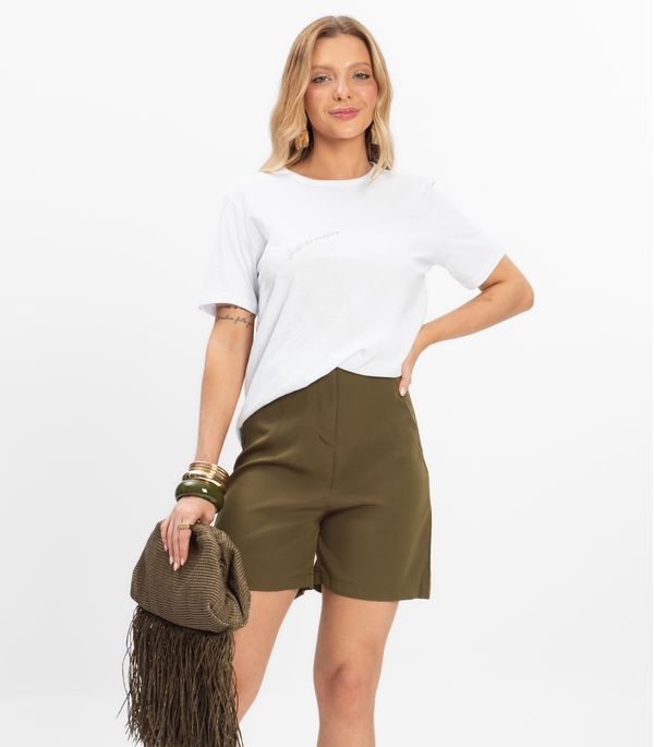 Shorts Feminino Alfaiataria Cós Reto Renaluci Verde GG