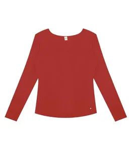 Blusa Manga Longa Em Ribana Canelada Rovitex Vermelho M