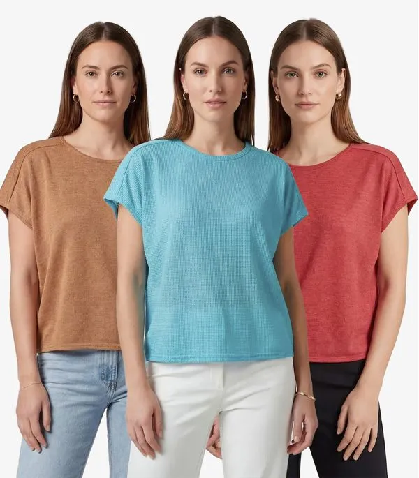 Kit 3 Blusas Femininas Recorte Na Costa Infinita Cor Sortidas M