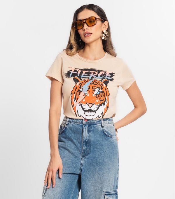 Blusa T-Shirt Feminina Estampada Select Bege P