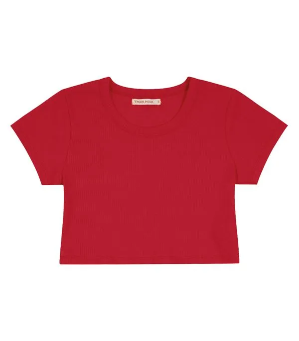 Blusa Cropped Infantil Ribana Canelada Trick Nick Vermelho 3