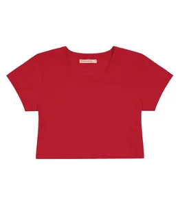 Blusa Cropped Infantil Ribana Canelada Trick Nick Vermelho 2