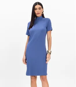 Vestido Curto de Ribana Feminino Rovitex Azul GG