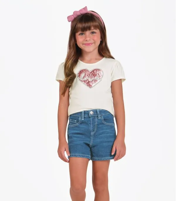 Conjunto Menina Infantil Blusa com Shorts Trick Bege 6