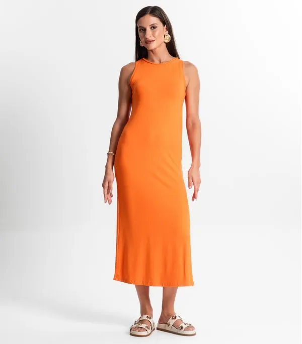Vestido Midi Em Molecotton Rovitex Laranja P