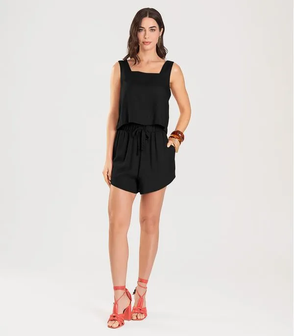 Regata Cropped Feminina Dianna Preto PP