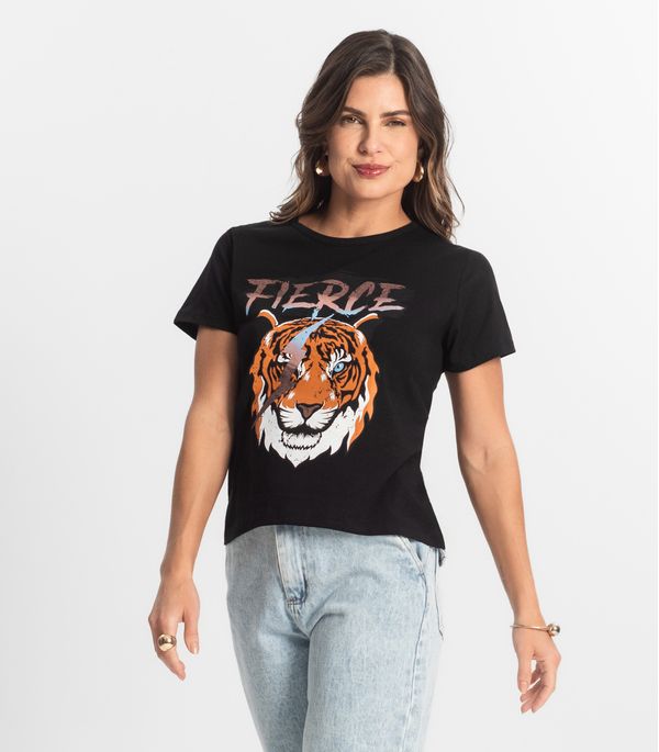 Blusa T-Shirt Feminina Estampada Select Preto GG