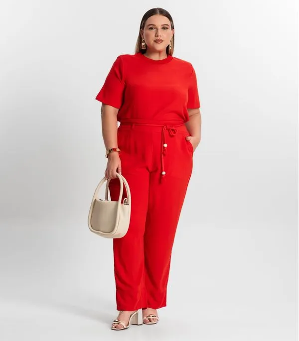 Calça Feminina Plus Size Secret Glam Laranja Plus G2