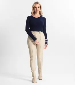 Calça Alfaiataria Tradicional Com Cinto Select Bege GG