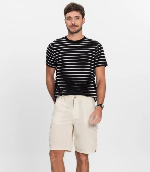 Bermuda Masculina Sarja Com Bolsos Cargo Shift Bege 48