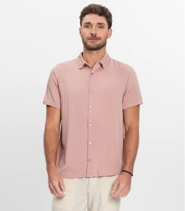 Camisa Masculina Manga Curta Diametro Rosa M