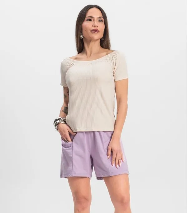 Shorts Feminino Moletinho Infinita Cor Roxo P