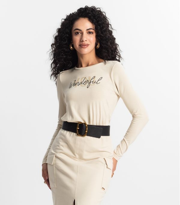 Blusa Manga Longa Feminina Rovitex Bege P