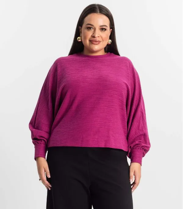 Blusão Feminino Malhão Plus Size Secret Glam Roxo Plus G2