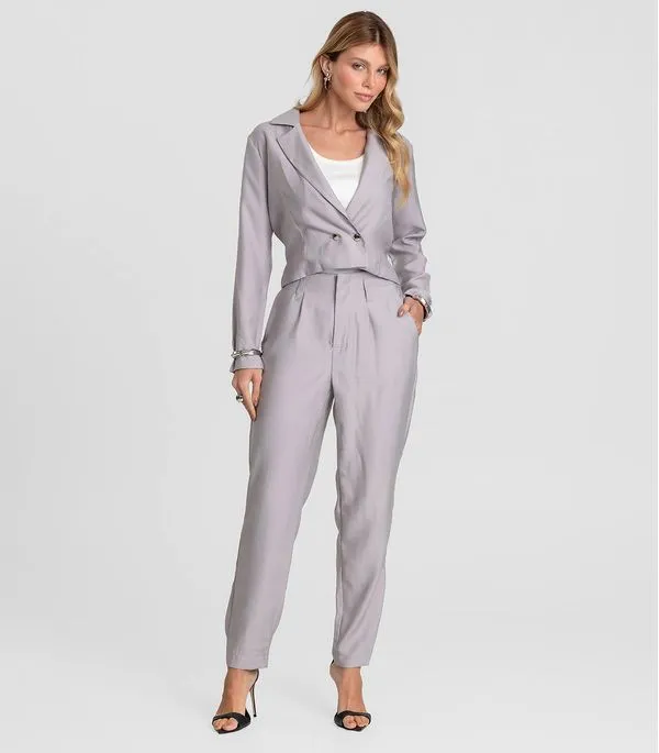 Calça Feminina Cenoura Leves Defeitos Dianna Cinza PP