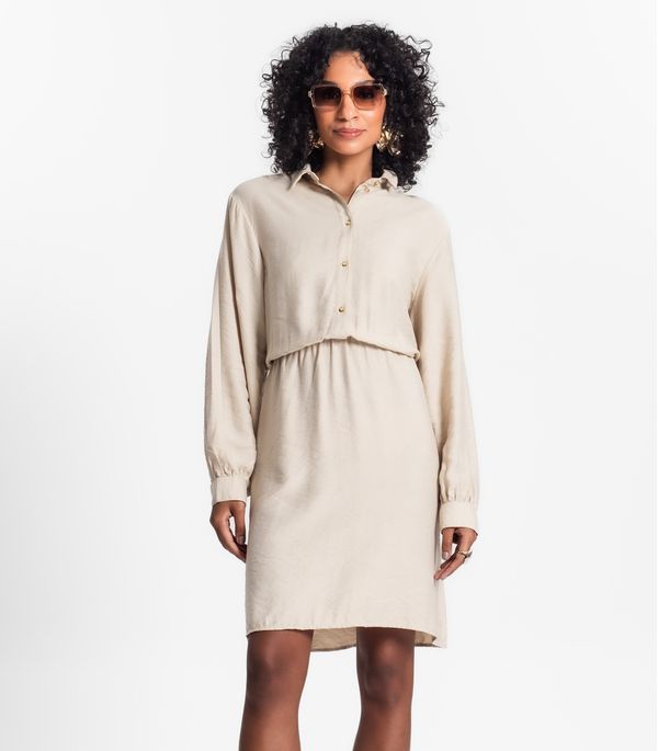 Vestido Feminino Viscose Com Elastico Select Bege PP