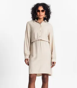 Vestido Feminino Viscose Com Elastico Select Bege G