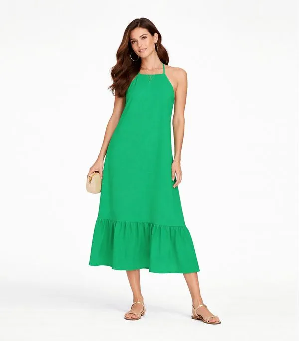 Vestido Longo De Alça E Recorte Maria Infinita Cor Verde M