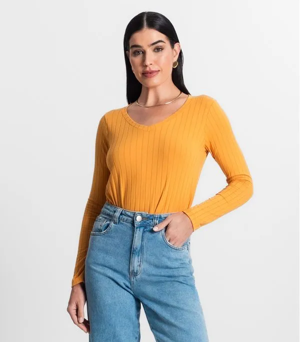 Blusa Manga Longa Infinita Cor Amarelo P