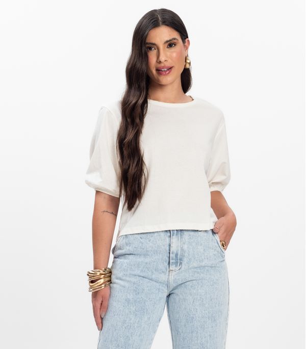 Blusa Manga Camponesa Feminina Rovitex Bege P