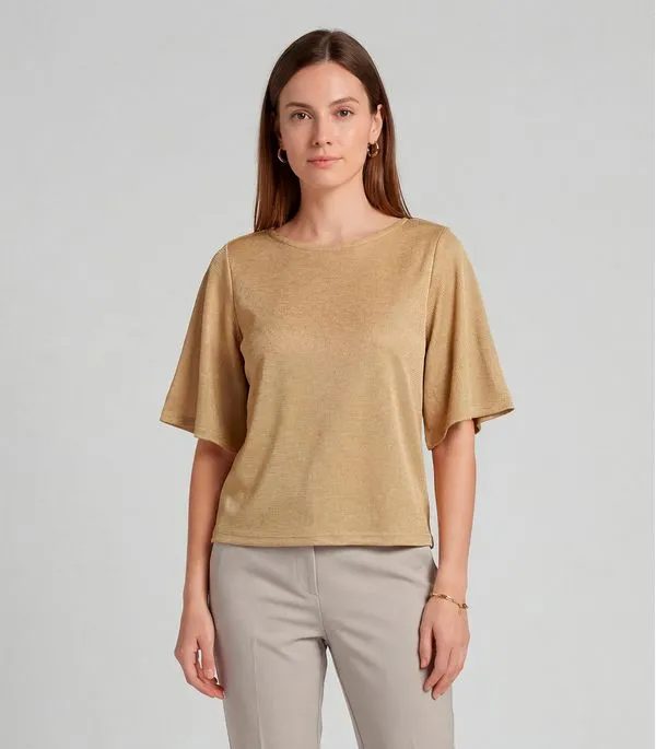 Blusa Feminina Manga Gôde Ampla Infinita Cor Amarelo M
