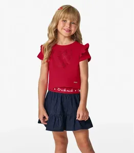 Conjunto Infantil Blusa Com Saia Trick Nick Vermelho 10