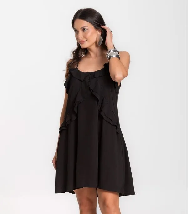 Vestido Curto Feminino Boho De Alças Select Preto M