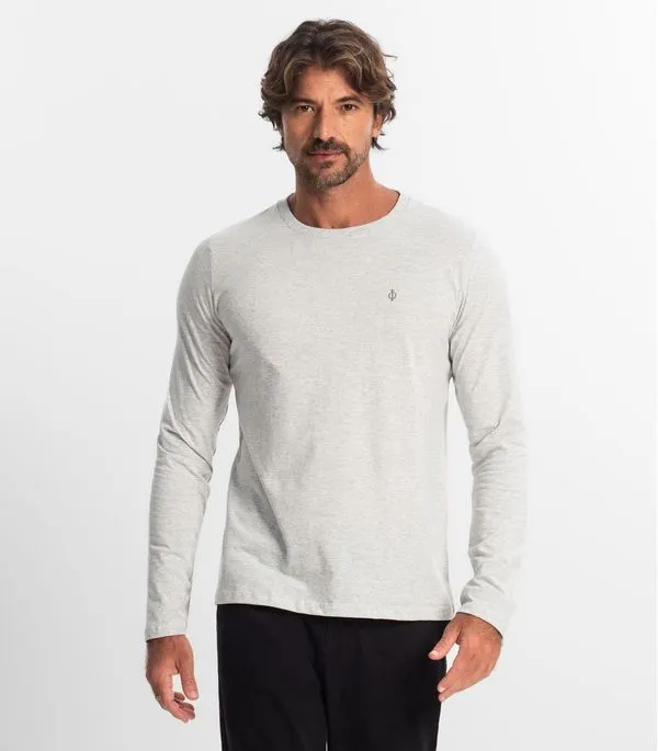 Camiseta Manga Longa Meia Malha Diametro Cinza GG