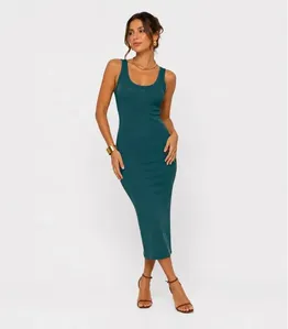 Vestido Midi Em Ribana Canelada Infinita Cor Verde G