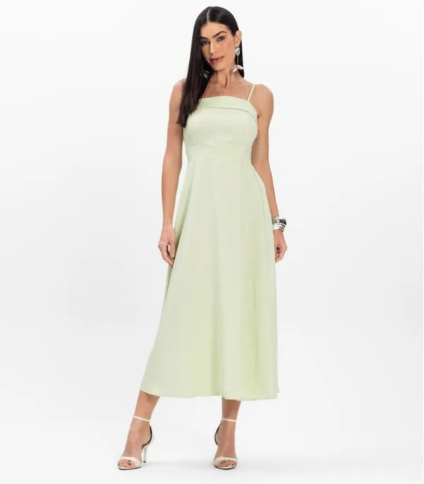 Vestido Midi Feminino De Alcinha Atrativa Modas Verde M