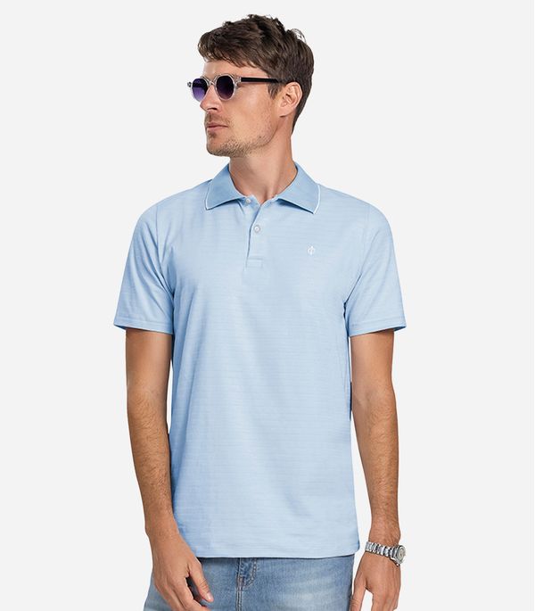 Polo Masculina Cotton Listrado Diametro Azul M