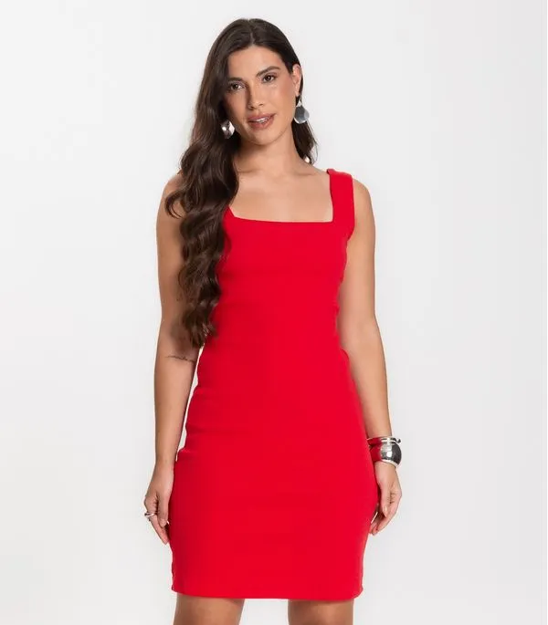 Vestido Canelado Feminino Select Vermelho G
