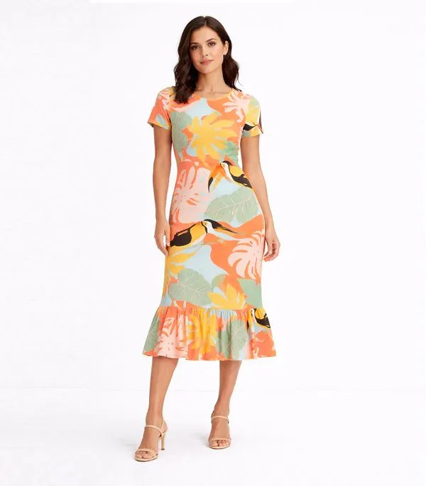 Vestido Feminino Midi Slim Em Suplex Select Rosa P