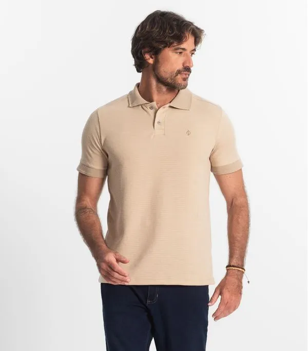 Polo Masculina Malha Favo Diametro Bege P