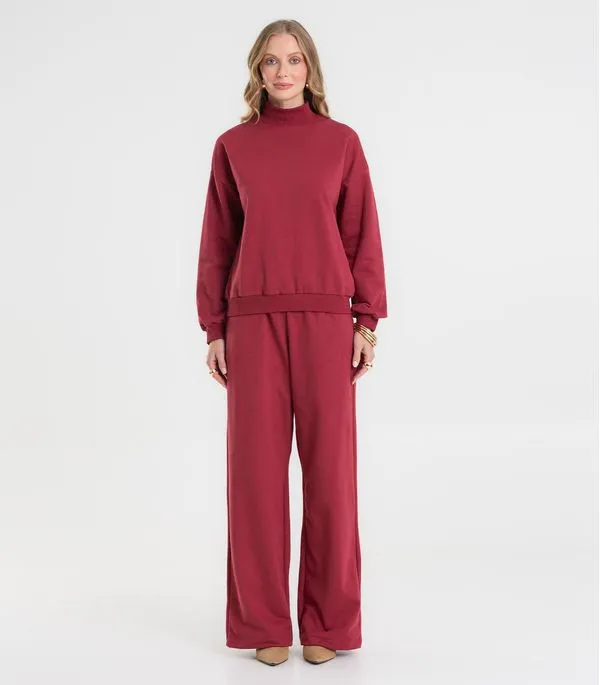 Conjunto Blusão com Calça Moletom Felpado Rovitex Vermelho P
