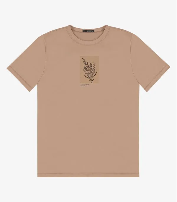 Camiseta Masculina em Meia Malha Diametro Marrom GG