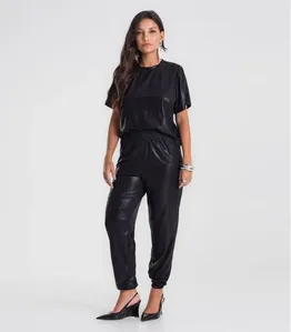 Calça Feminina Aladim em Malha Plissada Dianna Preto G