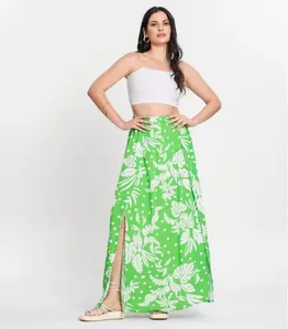 Conjunto Feminino Cropped e Saia Midi Fenda Select Verde PP