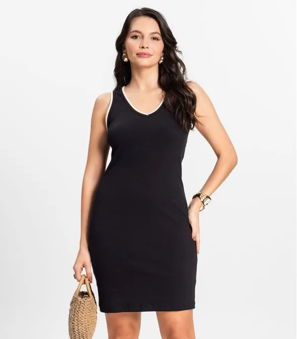 Vestido Curto em Ribana Rovitex Preto P