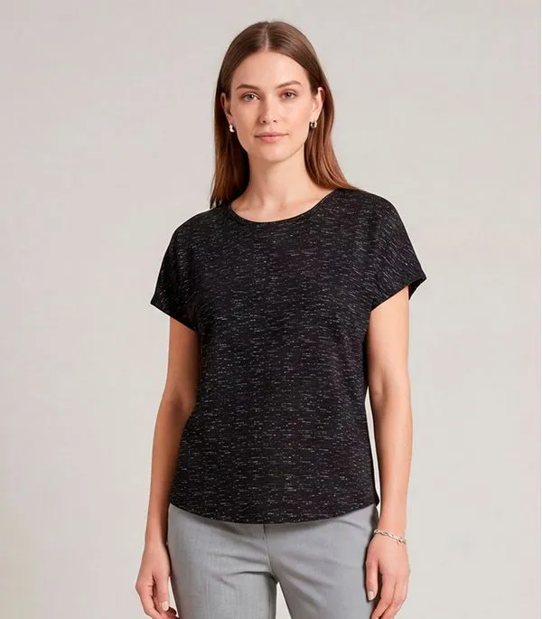 Blusa Feminina Básica Manga Curta Infinita Cor Preto GG