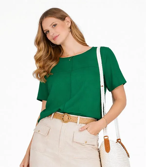 Blusa Feminina Com Recortes Frontais Infinita Cor Verde G