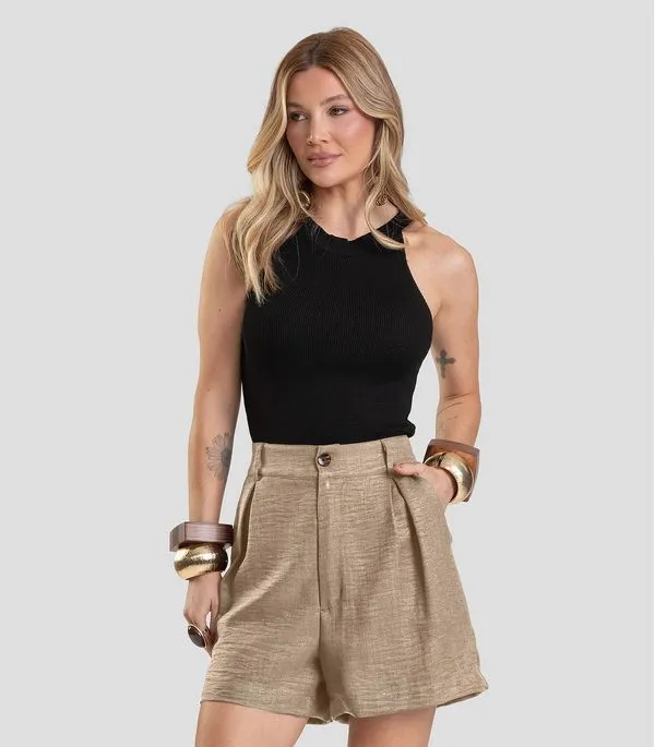 Shorts Feminino em Tecido Dianna Marrom PP