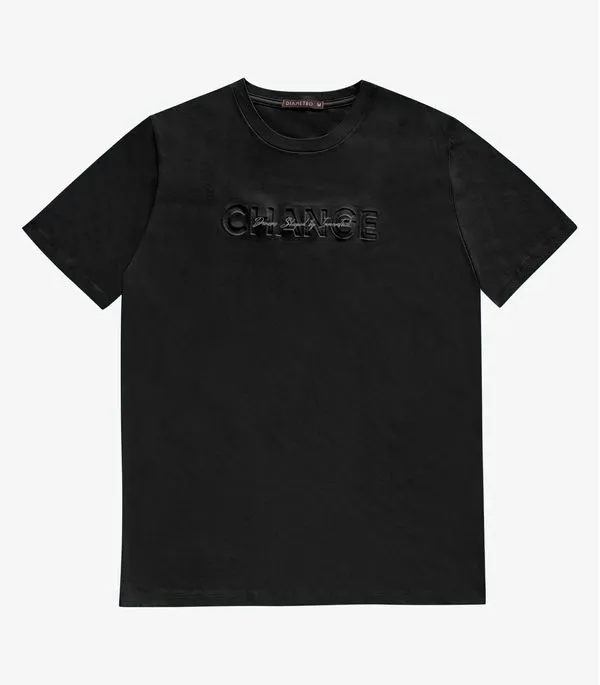 Camiseta Masculina Manga Curta Meia Malha Diametro Preto G