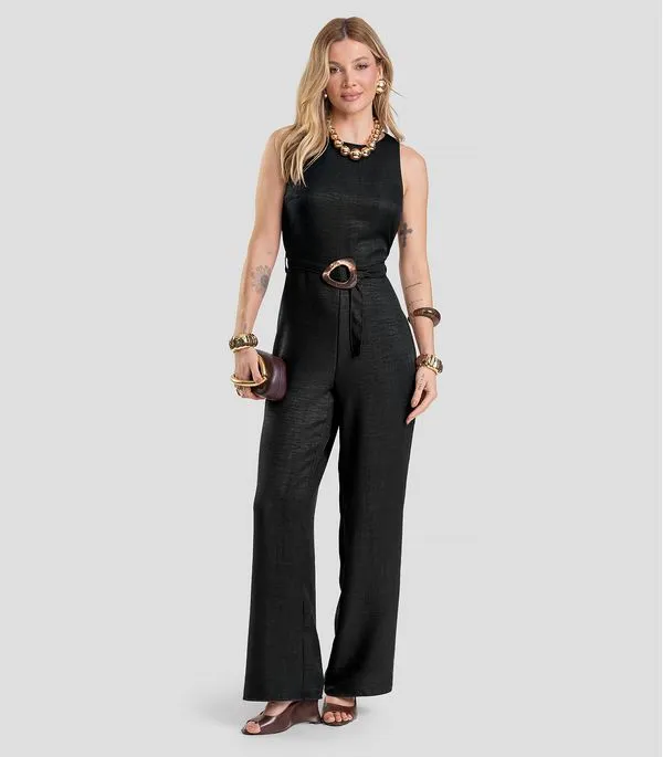 Macacão Longo Feminino Dianna Preto G