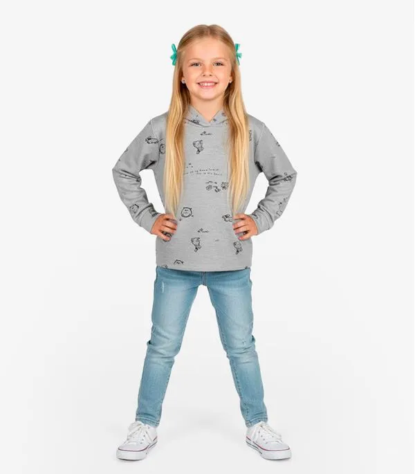 Blusão Infantil Menina Com Capuz Select Cinza 10