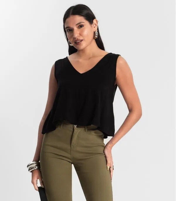 Regata Feminina de Viscose Rovitex Preto G