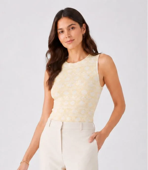 Regata Feminina Em Malha Asteca infinita Cor Amarelo M