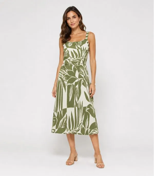 Vestido Feminino Midi Visco Premiere Infinita Cor Verde G